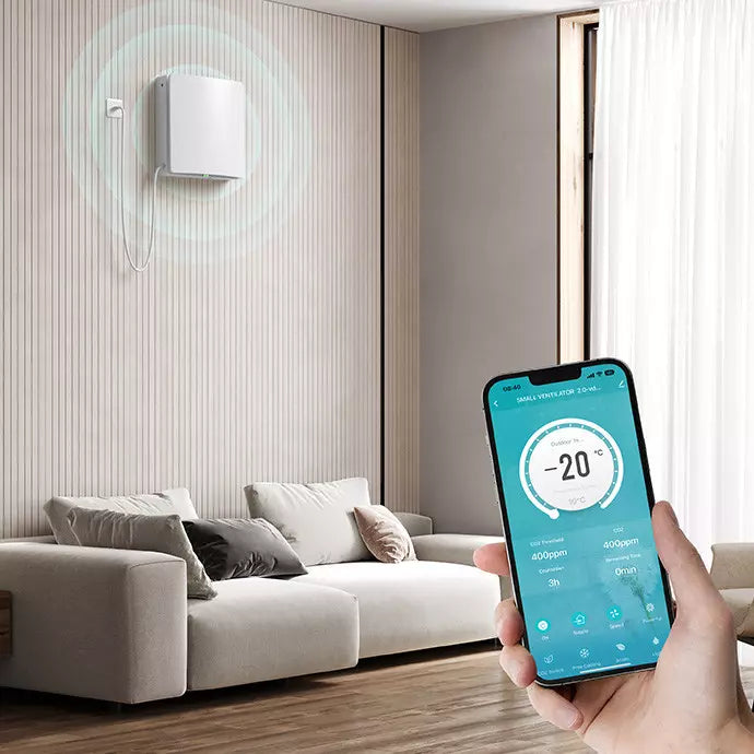 Mini rekuperatorius Adolus AD - L50H - W su drėgmės jutikliu ir WIFI