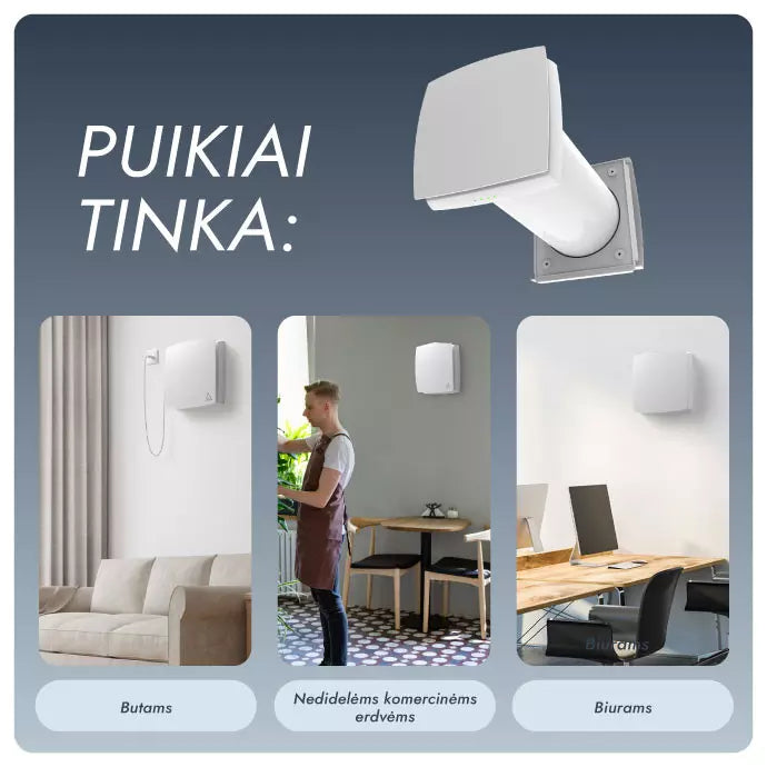 Mini rekuperatorius Adolus AD - L50H - W su drėgmės jutikliu ir WIFI