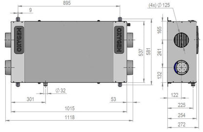 Entalpinis rekuperatorius OXYGEN Easy C250E iki 120 m2